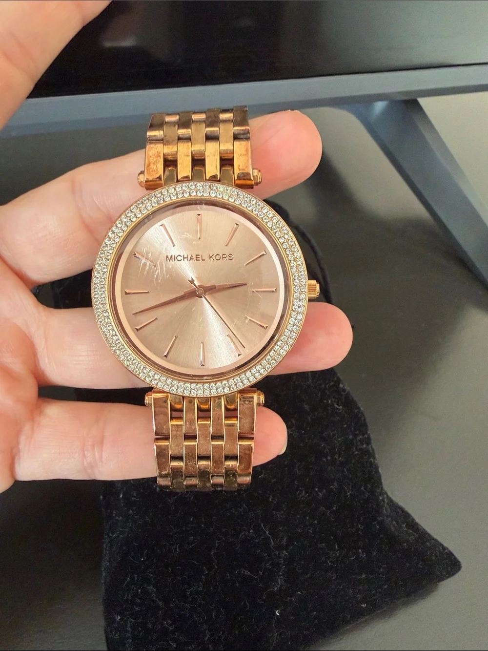 Michael Kors Rose Gold Crystal-Trim Bracelet Watch